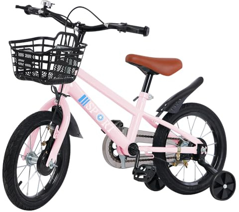 homewell 12/14/16 Zoll Kinderfahrrad für Jungen & Mädchen (2-8 Jahre), Kinder Fahrrad mit Stützräder und rutschfeste Reifen (12 Zoll, Rosa)