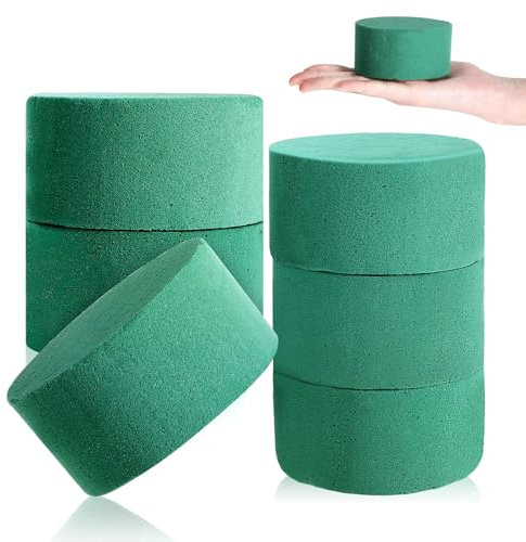 XUIIOSOOKP 6 Pcs Mousse Florale, 8 x 4 cm Blocs de Mousse Fleur, Mousse pour Fleurs Artificielles Fraîches Ronde Humide et Sèche, éponges pour Fleurs Décoration de Mariages Compositions Florales