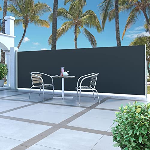 Store latéral extensible - 160 x 500 cm - Brise-vue - Autoportant - Protection solaire - Opaque - Pour balcon, terrasse, jardin, anthracite