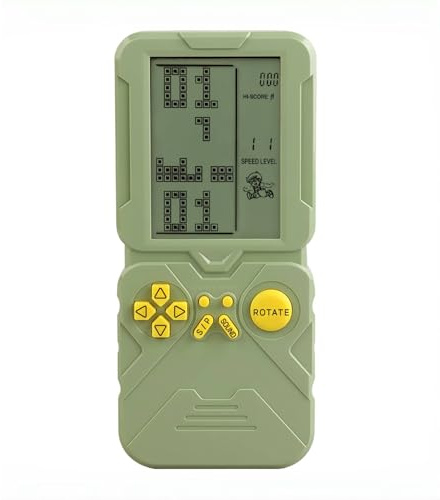 LZYCH 4,5 Block Retro Spielkonsole geeignet für europäische/amerikanische Spieler 23 Spiele Ziegel/Tank einstellbare Schwierigkeit Geschenke für Ehemänner/Freunde/Kinder Puzzle Spielzeug (Grün)