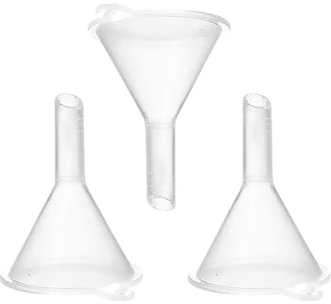 3PCS Mini Plastic Funnels Set - Clear Precision Filling Kit for Small Bottles Containers Vials Atomizers Jars with Liquids Powders Oils Perfumes Spices Travel Size Funnel Kit