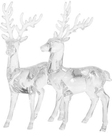 IMIKEYA 2 Stück Weihnachten Rentier Figur kleine Acryl Hirsch Weihnachtsdeko Tisch Figuren Weihnachts Hirsche Dekoration für Zuhause Kamin