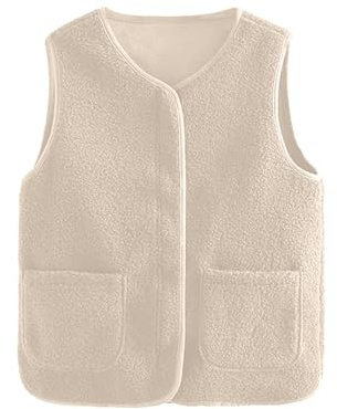 Generisch Weste Damen Ärmellose Fleeceweste Teddy Fleece Plüschweste Herbst Winter Übergangsjacke Leicht Kurz Fellweste Warm Winterjacke Elegant Einfarbig Teddyweste Lose Plüsch Winterweste
