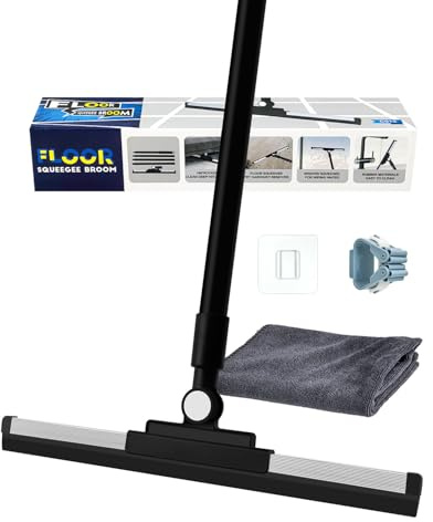 Angootao Heavy Duty Floor Squeegee, 53 Inch Long Handle Cleaning Tool