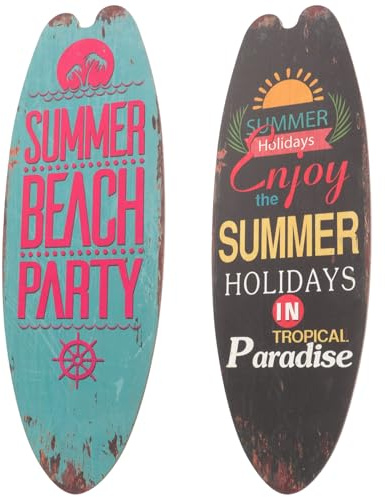 Angoily Surfbrett Holz Deko 3 Stück Vintage Strandmotiv für Esszimmer Garten und Wandgestaltung im Sommerstil