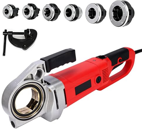 Filettatrice for tubi da 2300 W, filiera elettrica da 1/2-2, con 6 matrici e tagliatubi manuali, testa interamente in alluminio, avanti/indietro, compatibile con vari diametri di tubi
