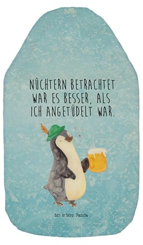 Mr. & Mrs. Panda Wärmflasche Pinguin Bier - Geschenk, Oktoberfest, Wärmekissen, Wärmflasche mit Bezug, Bettflasche, Wärmflaschenbezug,