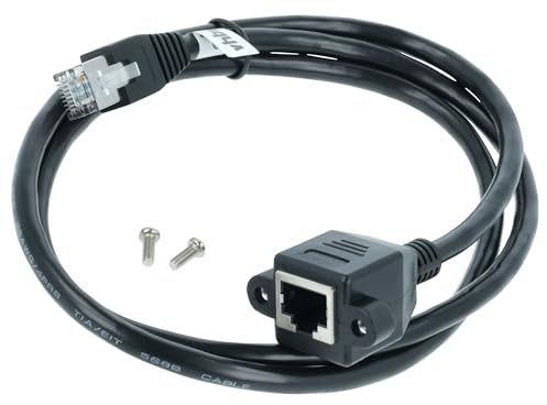 vhbw cavo di prolunga Ethernet LAN Cat6 con connettore RJ45 maschio-femmina - Prolunga Cat6 per montaggio a pannello, 1 m nero