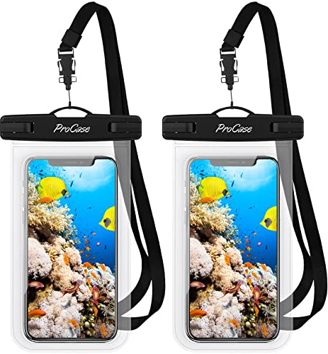 ProCase 2 Stück Wasserdicht Uni Handyhülle Unterwasser Handytasche, Waterproof Phone Case für iPhone 14 13 12 11 Pro Max/Galaxy A13 A53 S22 S21 und Weiteren Smartphones -Klar