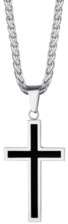 Richsteel Collier Homme Croix Acier Inoxydable, Gravé de Versets Bibliques