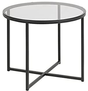 AC Design Furniture Gurli Rund Beistelltisch, B: 55 x T: 55 x H: 45 cm, Klar/Schwarz, Glas/Metall, 1 Stk.