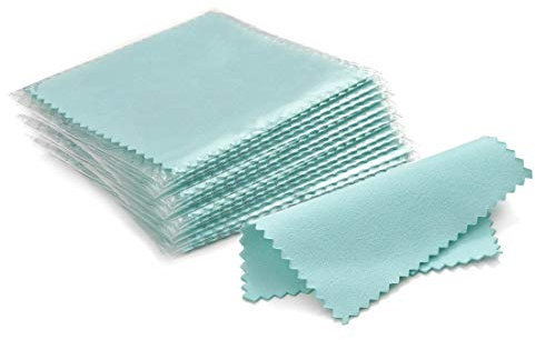 SEVENWELL 50pcs Jewelry Cleaning Cloth Mediumturquoise Polishing Cloth for Sterling Silver Gold Platinum Small Silver Polish 8x8cm