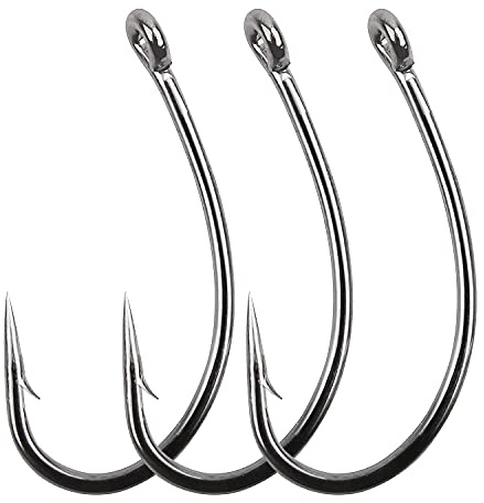Carp Fishing Hooks, 100pcs Barb Hooks Curved Shank Circle Hooks for Hair Rigs Carp Fishing Tackle Freshwater Saltwater Barbed Fish Hook Size 2 4 6 8