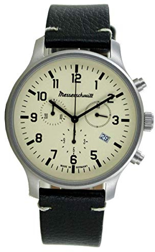 Messerschmitt Herrenuhr Chronograph mit schwarzem Lederband ME-3H199L