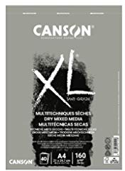 CANSON XL® Sand Grain, graufarbiger Zeichenblock mit sandpapierartiger Oberfläche, DIN A4, 40 Blatt, 160 g/m²
