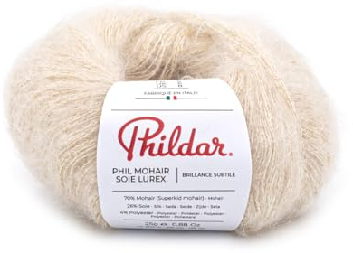 Strickgarn Mohair Seide Lurex Phildar ecru