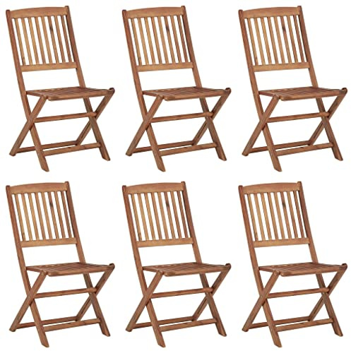 vidaXL 6X Akazienholz Massiv Gartenstuhl Klappbar Gartenmöbel Essstuhl Klappstuhl Stuhl Stühle Gartenstühle Terrassenstuhl Balkonstuhl Holzstuhl