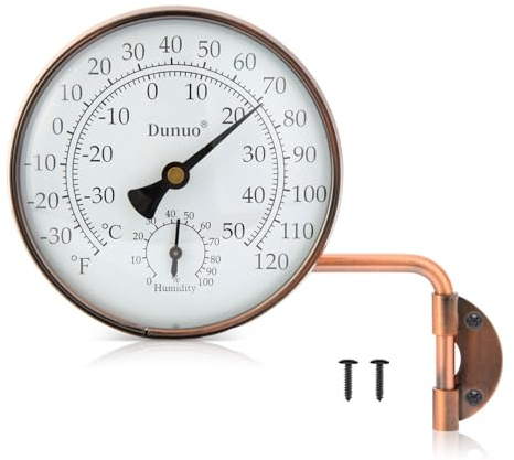 Thermomètre/hygromètre pivotant en laiton, thermomètre d'extérieur/thermomètre analogique avec humidité (10,2 cm)