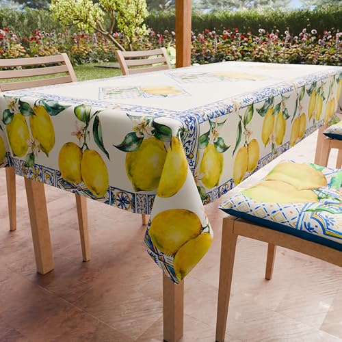 PETTI Artigiani Italiani - Trädgårdsduk Rektangulär Bordsöverdrag Kök Design Vietri 01 X6-sits (140 x 180 cm) 100% Made in Italy