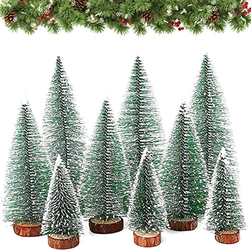 9pcs Mini Albero di Natale 3 Misure Artificiale Piccolo 10/16/20cm Decorazione Tavolo Fai da Te vetrina