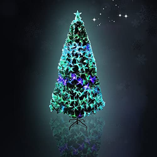 NAIZY Árbol de Navidad Artificial de 120 cm con 120 Luces LED de PVC Verde y Soporte de Metal - Colorful Kiefernnadel