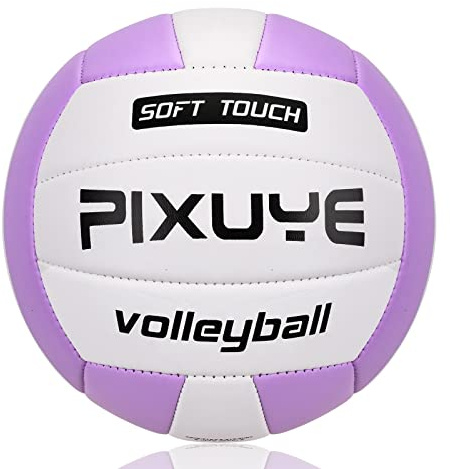 PIXUYE Volleyballs Official Size 5,Soft Beach Volleyball for Children Adults,Ball for Outdoor Indoor Games Gym Training Violett Weiß