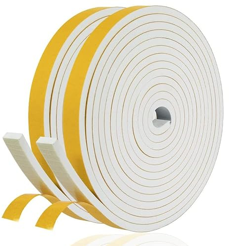 Joint Adhésif Isolation Fenêtre - Joint Porte Entrée en Mousse Caoutchouc 10mm(l) x 6mm(H) x 10m(L) - Anti Froid et Isolation du Bruit - Antichoc pour Coin de Placard, Blanc