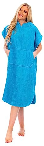 Adore Ladies Cotton Hooded Changing Robe Aqua S/M Poncho Towel