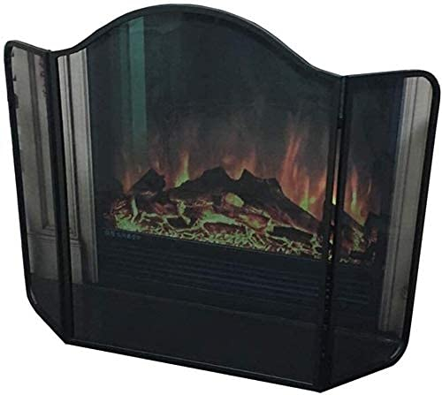 JUNNIU Funkenschutz für Kamine, Baby-Sicherheits-Feuerschutzgitter für offene Feuer/Holzbrenner/Gaskamine, 3 Paneele mit schwarzem Netz, 80 cm hoch Decoration