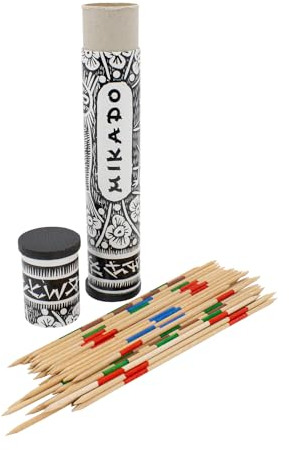 GICO Mikado Spiel aus Holz Kinder Erwachsene im Köcher zur Aufbewahrung, Länge 22 cm, Mikado Stäbchenlänge 18 cm - 103