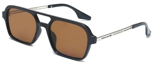 JCTAIFOO Vintage 70s Quadratische Sonnenbrille für Herren Damen Trendy Retro Rectangle Small Shades Cool Niedliche Mode Brille