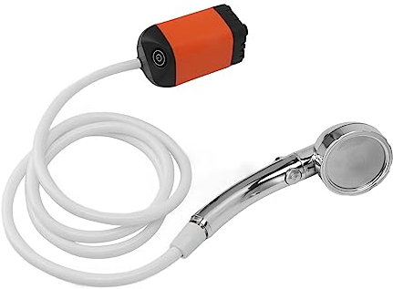Eujgoov Tragbare Elektrische Dusche, Campingdusche für Outdoor-Camping und Autowäsche – 3 Gänge Verstellbar, Wiederaufladbare Pumpe (ORANGE)