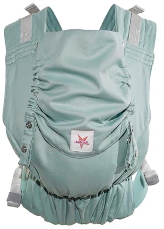 KOKADI Flip X Just Mint (Unisize) - Die perfekte Kombi aus dem Komfort eines Fullbuckles und dem Tragen überkreuzt - Ab Geburt - 15 kg, handgefertigt aus 100% Bio-Baumwolle - Türkis