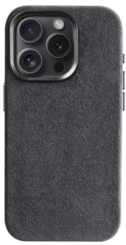 MERCURY LONDON Alcantara Case - Space Gray Edition, MAGSAFE Compatible, Real Alcantara (IPhone 14 Pro Max)