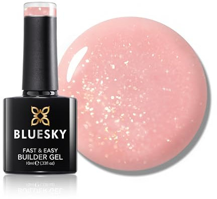 Bluesky Fast & Easy Builder Gel 10ml, Peach Glitz, Nail Strengthener and Extender for Long, Strong Nails & Nail Extensions, Professional, Salon & Home Use, Requires Curing Under LED UV Nail Lamp