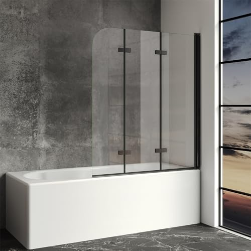 IMPTS Duschwand für Badewanne 120x140 cm Duschtrennwand Faltbare 3-teilig