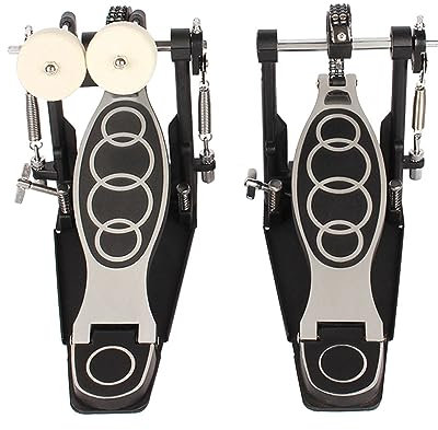 FLNOZAMZ Kontrabass-Pedal, Musik-Schlagzeug-Set-Teile, hochwertiges Legierungs-Twin-Drum-Pedal, Doppelketten-Design, Starke Induktion, Einstellung in Mehreren Positionen