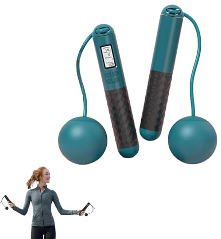 Cordless Skipping Ropes for Adults, Skipping Rope with counter, Ropeless Skipping Rope for Women Men Adults Kids Fitness, Skipping Rope Without Rope with Timer