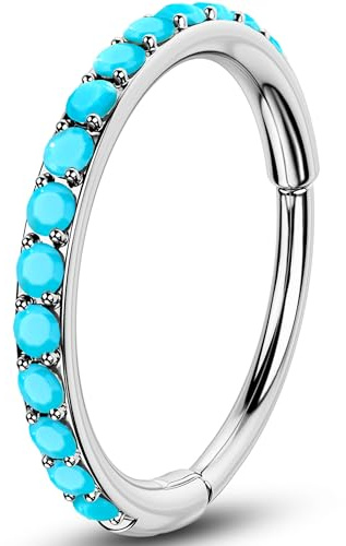 OUFER 20G Nasenring Chirurgenstahl 316L Natürliches Türkis Gold Nasenpiercing Ring 6/7/8 mm Piercing Nase Nasenpiercing Schmuck Nostril Piercing Ring Nasenring clicker