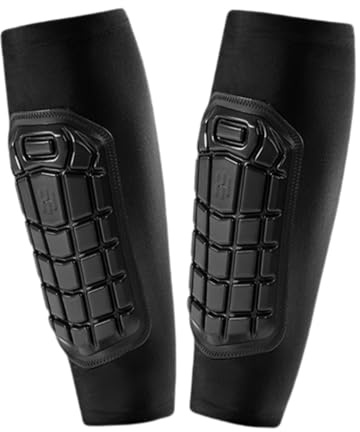 Aymzbd 1 Par Rodillera con Protector de Espinilla Funda Pierna Transpirable Absorbe Impactos y Antideslizante Adecuada para Fútbol Baloncesto Ciclismo, L