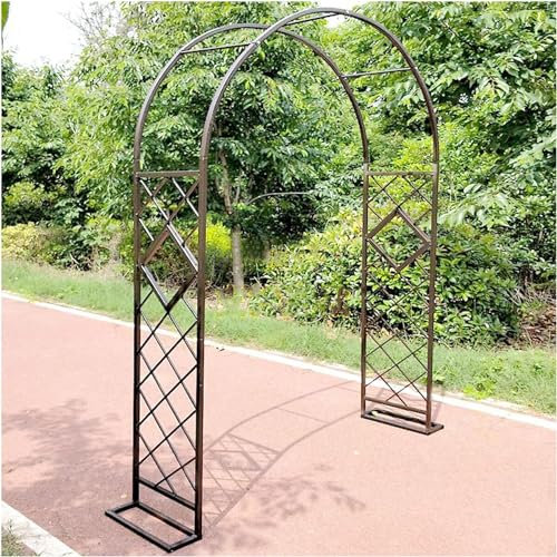 Cadre d'arc de rose galvanisé robuste pour plantes grimpantes de jardin, cadre d'arc en métal robuste marron (W220 x H230 cm)