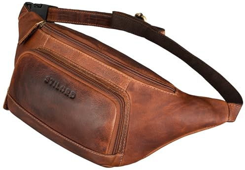 STILORD Raven Stylishe Männer Bauchtasche Damen Leder Gürteltasche Herren Groß - Echtleder Hüfttasche Crossbody Umhängetasche Frauen Brutstbeutel Festival & Shopping Farbe:Prestige - braun