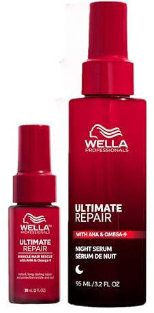 Wella Ultimate Repair Set – Nacht-Serum & Miracle Hair Rescue Leave-In für Reparatur, Anti-Frizz & Anti-Spliss – 95 ml Serum & 30 ml Spray