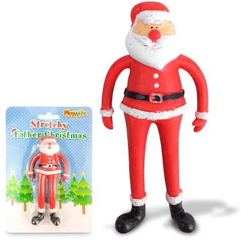 Quebec Playwrite Stretchy Father Christmas Unique Holiday Stocking Presents Christmas Eve Delights, Fun Kids Stocking Fillers Special Festive Surprises 12cm (Pack of 1)