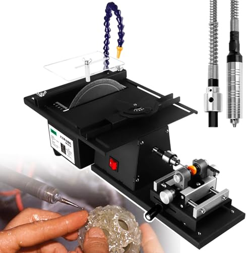 Jewelry Lapidary Saw-Mini Lapidary Saw,Table Saw Jewelry Making Polisher-50×25cm Large Work Surface,Multifunctional Lapidary Saw For Grinding Engraving Polishing Drilling,With Flexible Shaft