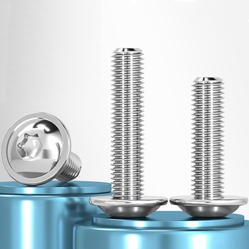 20 Stück Flanschschrauben M5*12 mm, Torx Linsenkopfschrauben aus Edelstahl A2 V2A, ISO 7380-2, Vollgewinde mit Scheibe – rostfreie Schrauben für Metall & Maschinenbau