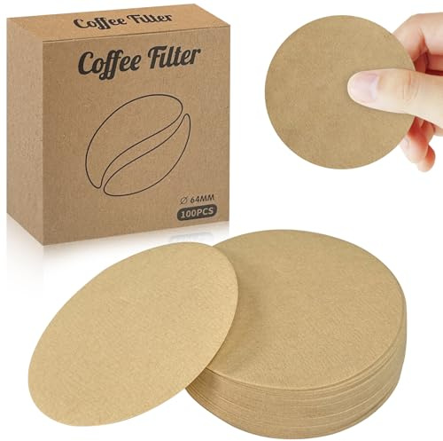 Wosyoodo 600 PCS Unbleached Natural Paper, 64 mm / 2.5 Round Replacement Paper Filters, Easy to Clean, Value Pack for Espresso & Coffee Makers