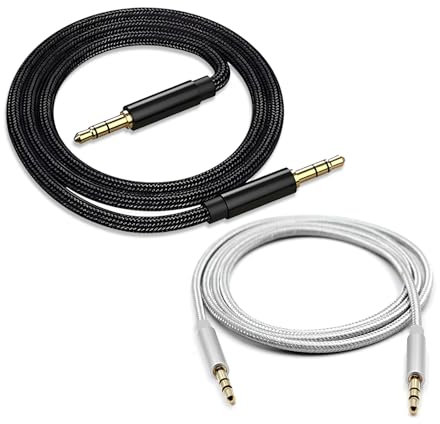 LIANRISES 2 Pezzi Cavo Jack 3.5 to Jack 3.5 Cuffie, 1M Cavo Aux Macchina Audio Maschio Maschio, Nylon Tessuto, Stereo, per Iphone, Ipad, Telefono Cellulare, Laptop, Auto, TV, Cuffie, MP3