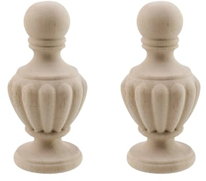 HEVSTIL 2 Pack Decorative Unfinished Wood Finials Flagpole Topper Staircases Wooden DIY Crafts Finials for Home Deoration for Bed Post Finial, Curtain Rod Finials, Flagpole Topper(5.12 x 2.36 inch)