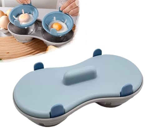 Microwave Egg Poacher Egg Cooker, 2 Cavity Silicone Draining Egg Boiler, Non-Stick Poached Egg Cups Kitchen Cooking Gadget